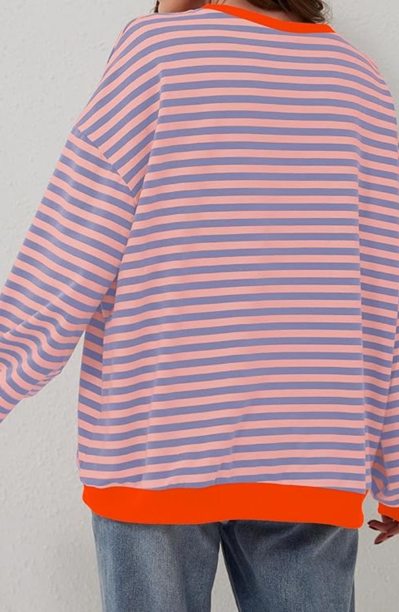 Mia | Women's Oversized Striped Long-Sleeve Pullover Sweater