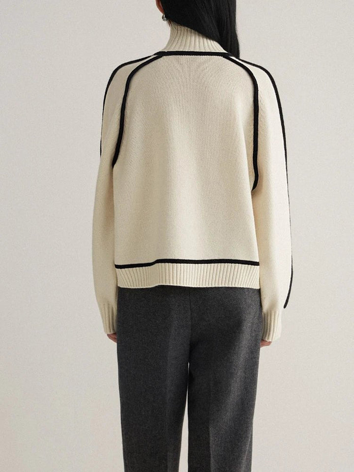 Camila | Women's Oversized Turtleneck Colorblock Knit Sweater
