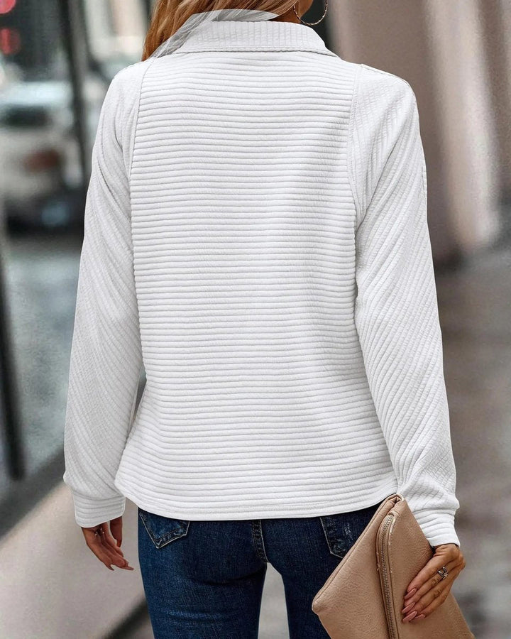 Camila | Women's Quarter-Zip Ribbed Pullover Sweater Stand Collar