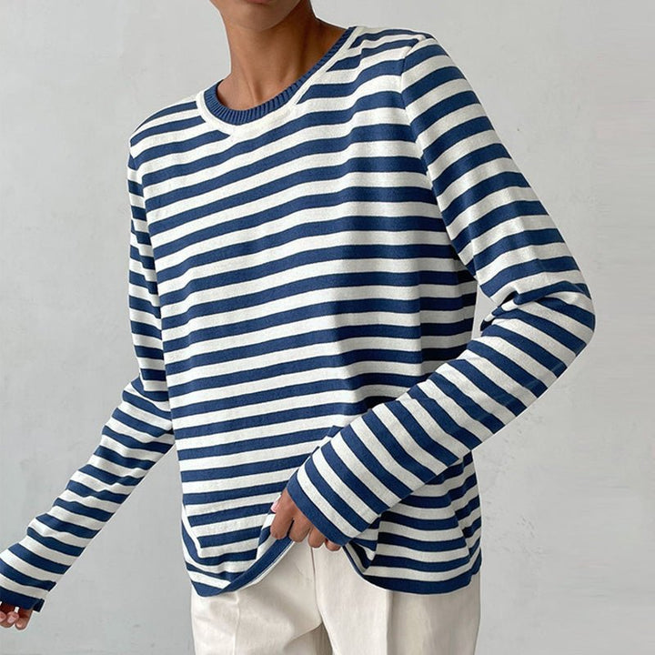 Evelyn | Women's Relaxed-Fit Nautical Striped Long Sleeve Sweater