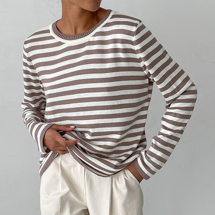 Evelyn | Women's Relaxed-Fit Nautical Striped Long Sleeve Sweater