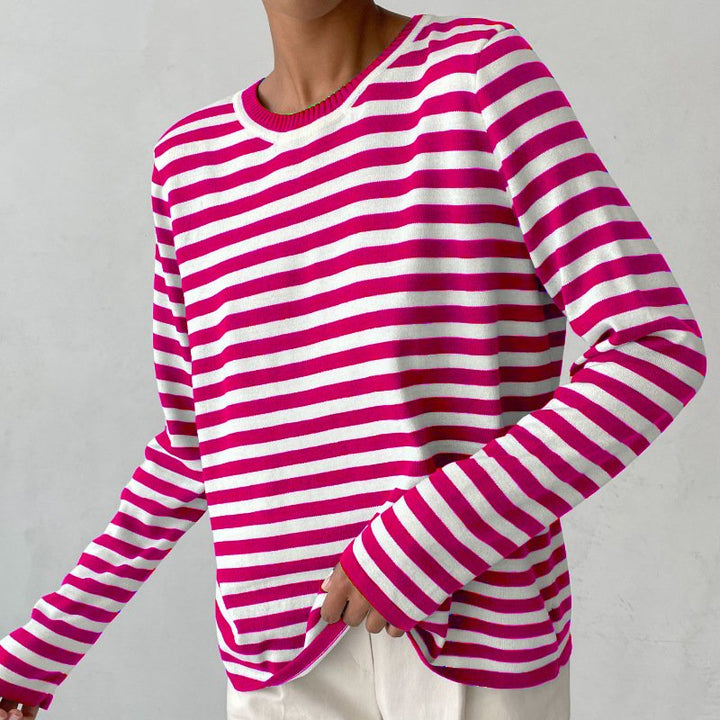 Evelyn | Women's Relaxed-Fit Nautical Striped Long Sleeve Sweater