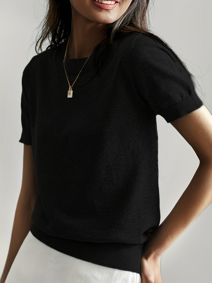 Amelia | Women's Relaxed-Fit Short-Sleeve Knit Sweater Top