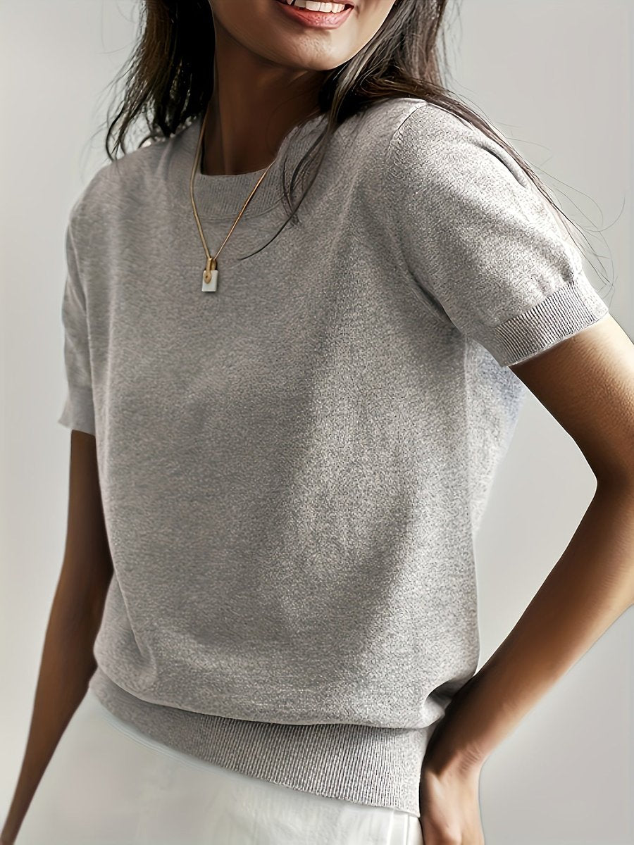 Amelia | Women's Relaxed-Fit Short-Sleeve Knit Sweater Top