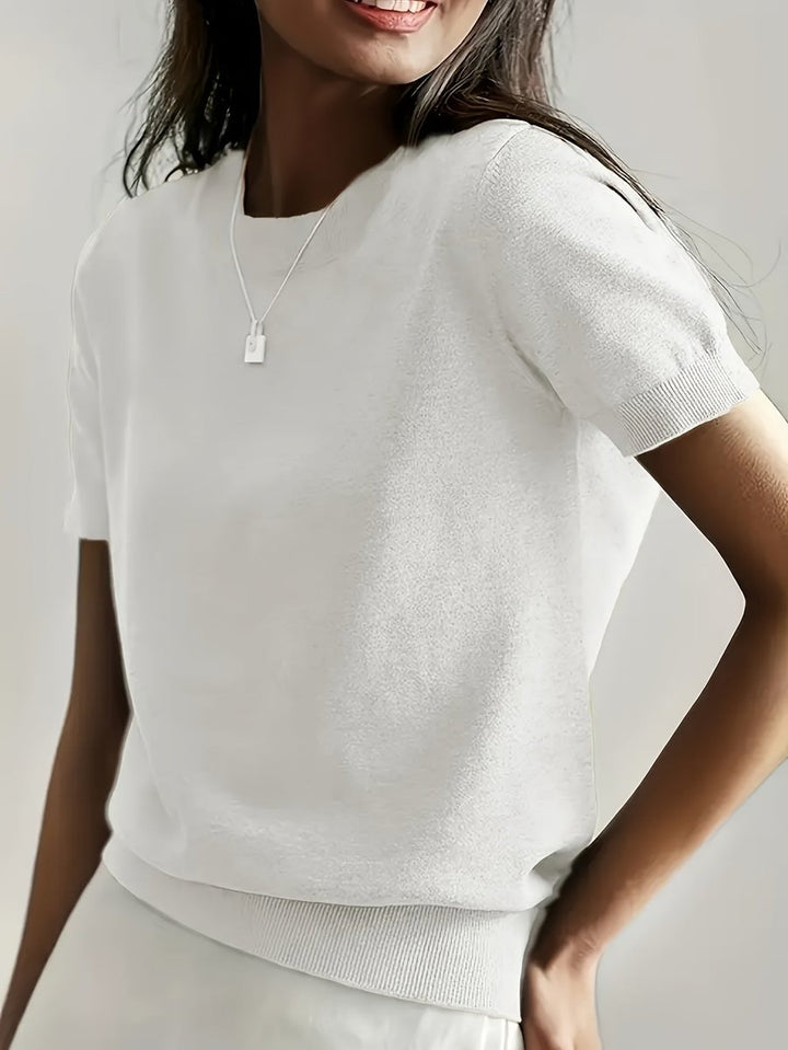 Amelia | Women's Relaxed-Fit Short-Sleeve Knit Sweater Top