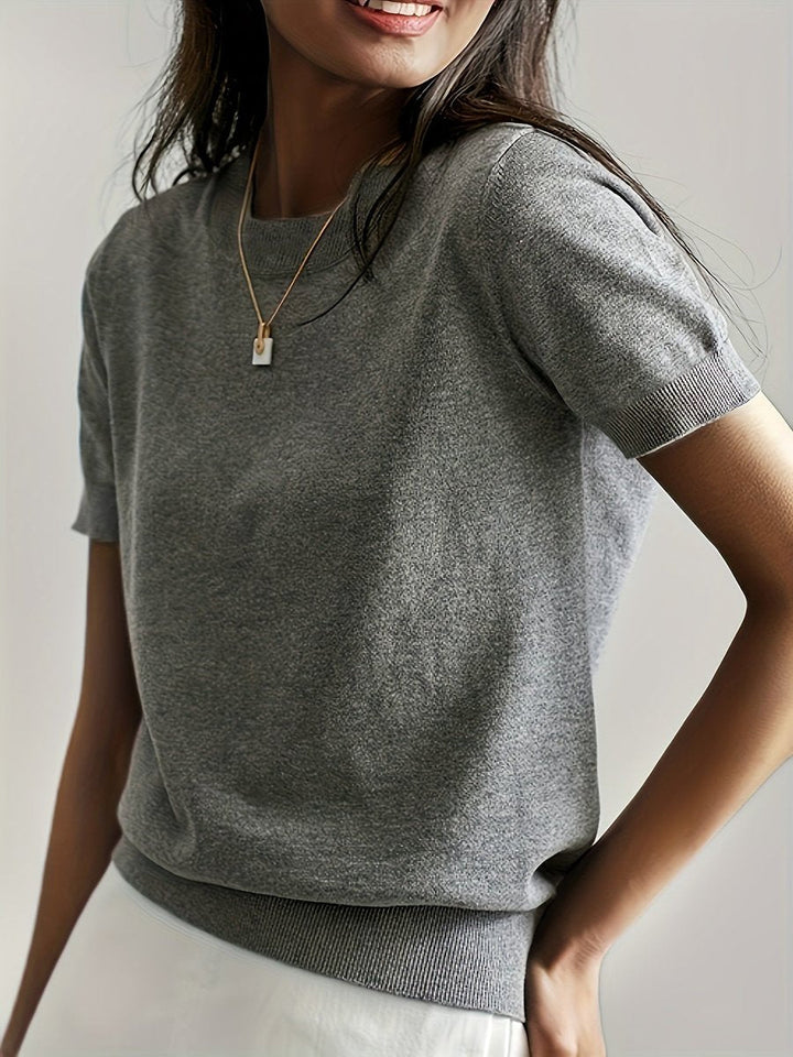 Amelia | Women's Relaxed-Fit Short-Sleeve Knit Sweater Top