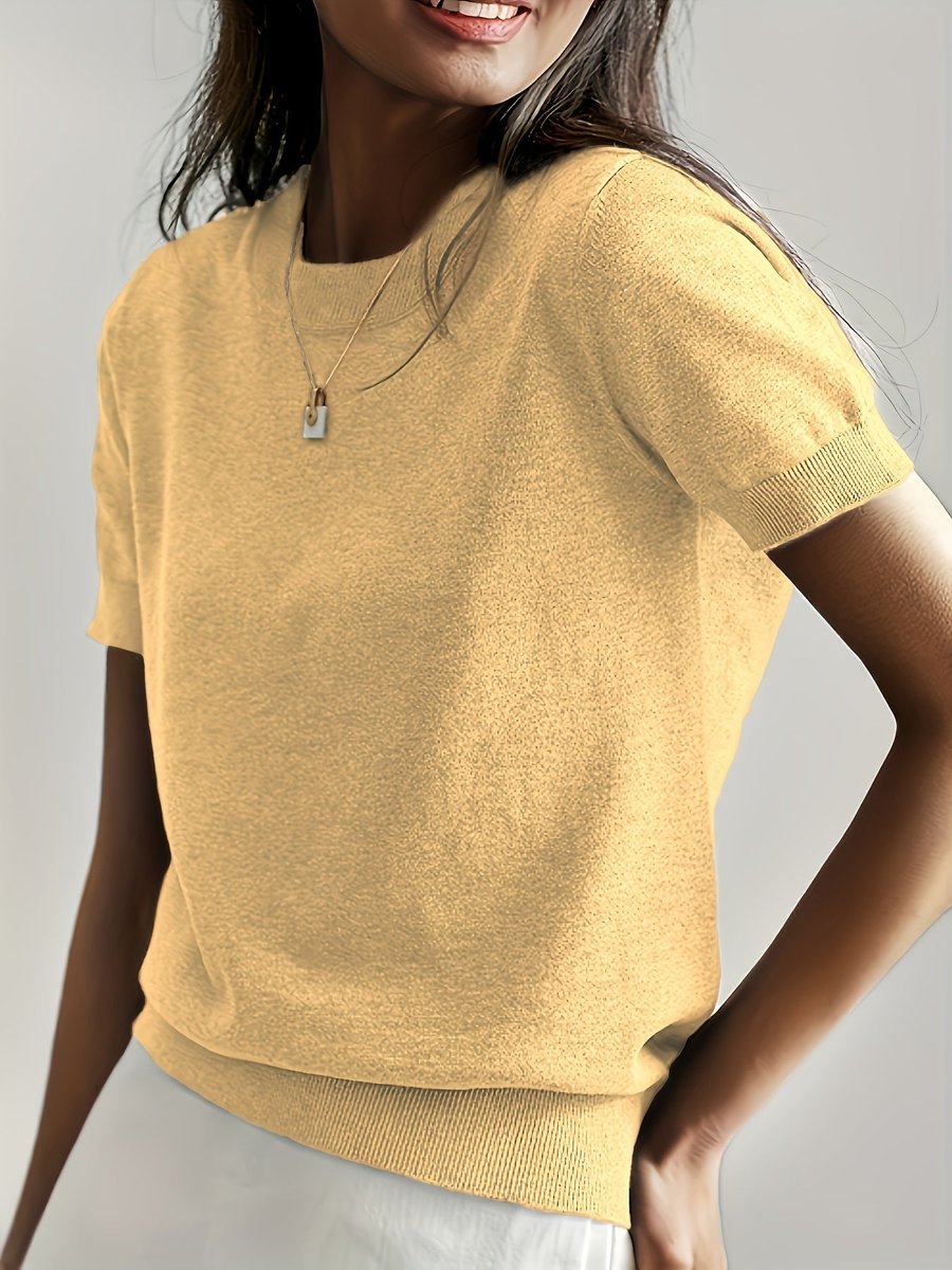 Amelia | Women's Relaxed-Fit Short-Sleeve Knit Sweater Top